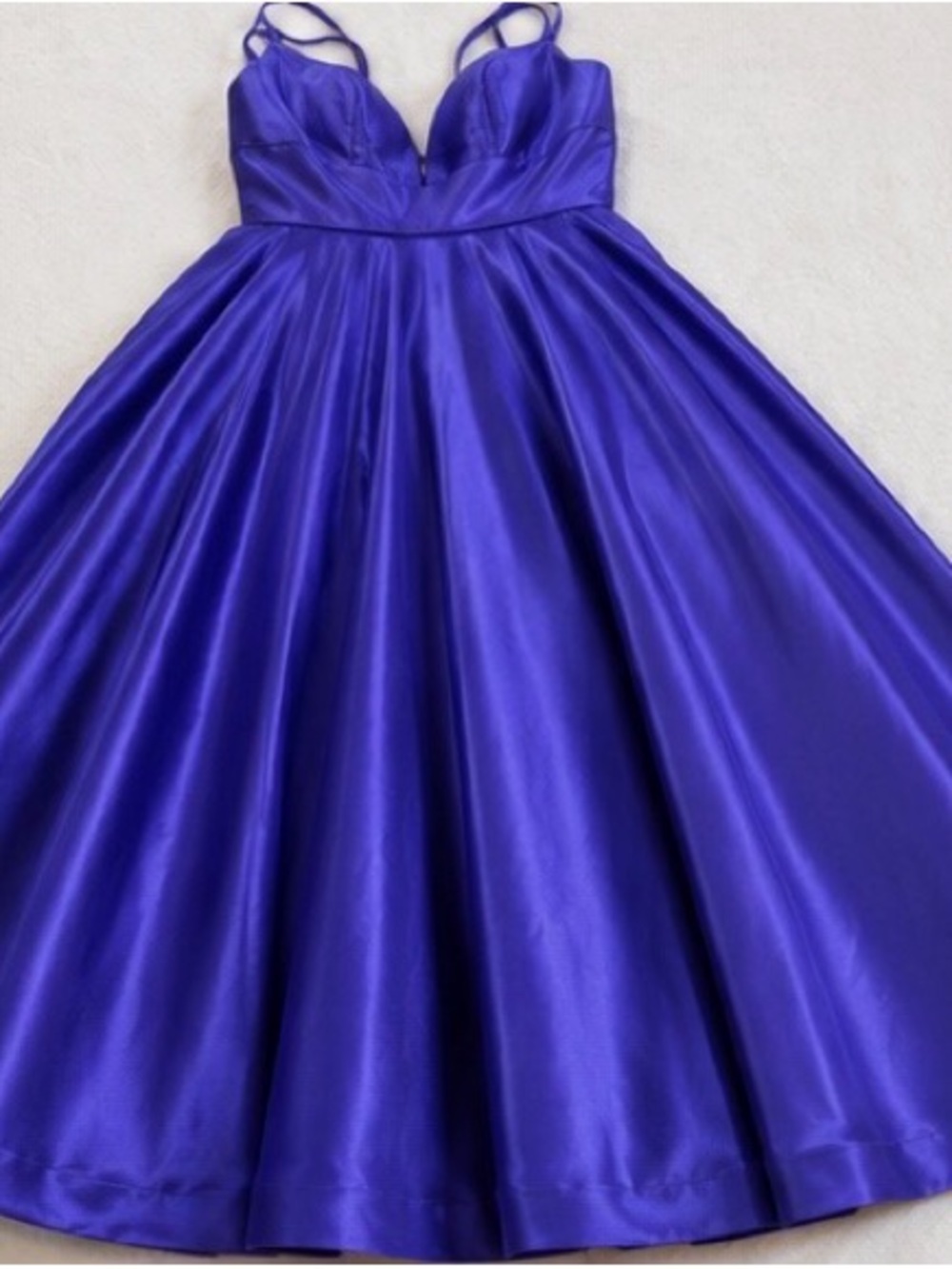 Mac Duggal Royal Purple Satin Ball Gown – Size 16